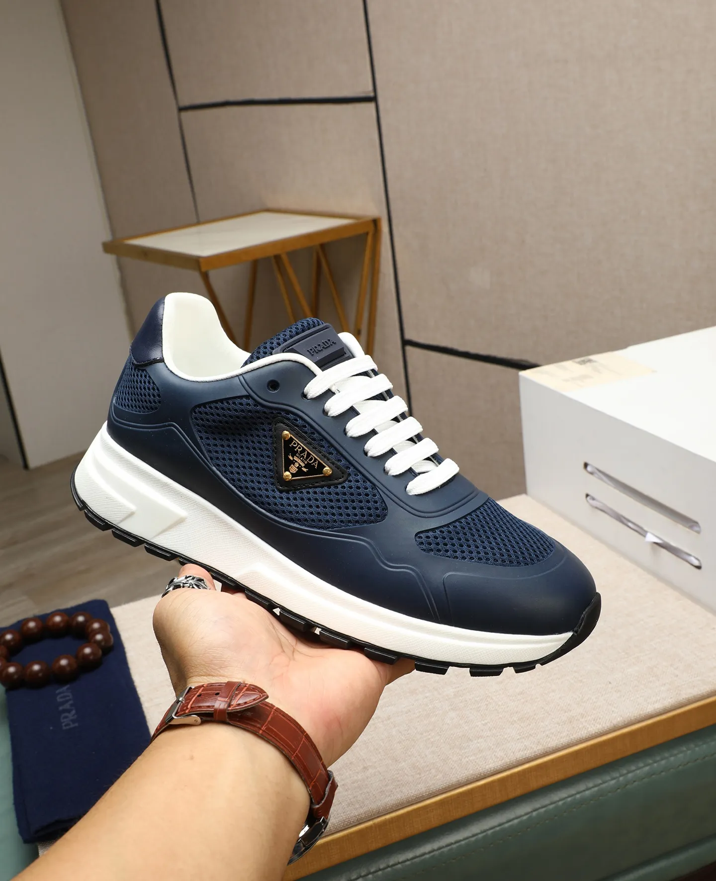 Men's shoes 💰580 [PRADA] Prada - High-end quality original order - Upper: 🔝 silk calfskin, brand canvas cloth, brand metal fasteners - Lining: mesh, foot pads; top-grade cowhide - Outsole: ultra-light TPU foam; molded outsole - Ultra-high quality control·Fine workmanship: highlighted (high-end·luxury·grade) -Size: 38-44 (45 can be customized) Wang